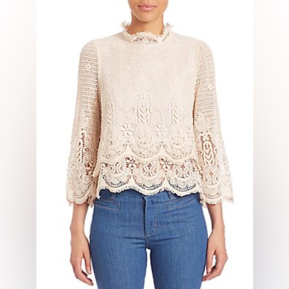 M.I.H. Jeans | Eyelash Trim Smocked Layered Top XS